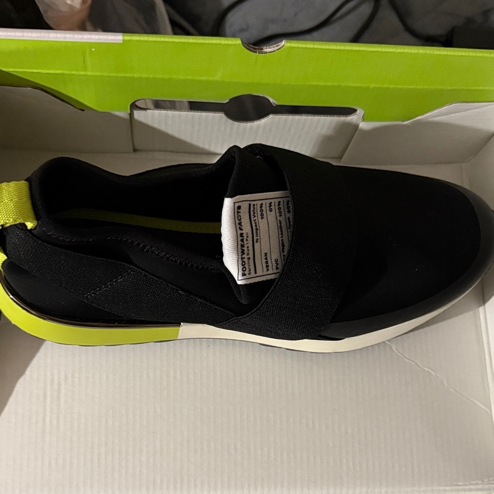Calvin Klein Black and Neon Green Sneakers - Picture 2 of 3